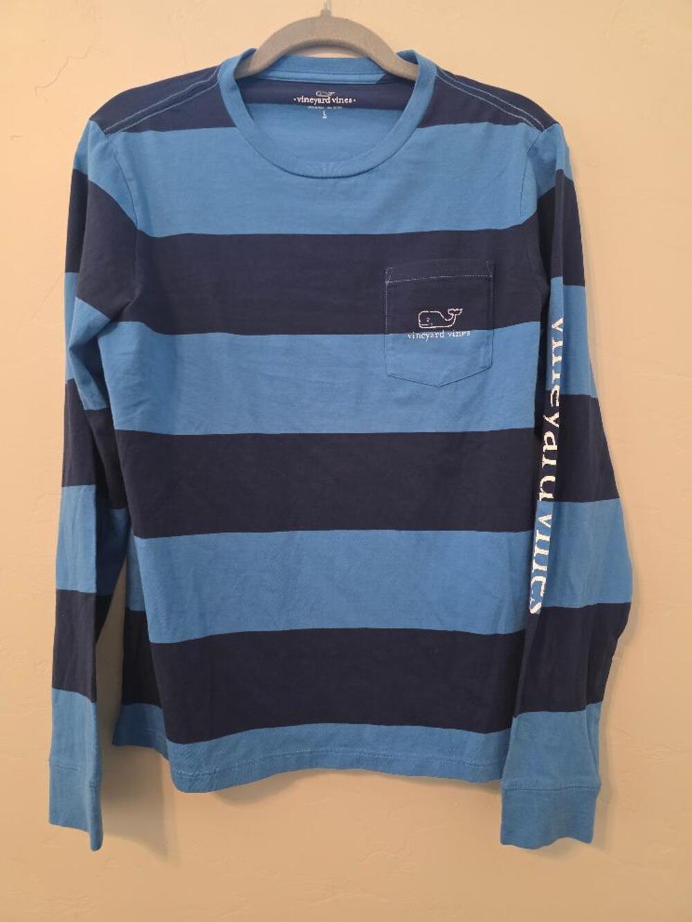 Vineyard Vines Boys L 16 Striped Long Sleeve Whale Pocket Shirt